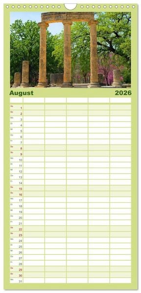 Produktbild: Familienplaner 2026 - Wundersch&ouml;ne Highlights der griechischen Antike mit 5 Spalten (Wandkalender, 21 x 45 cm) CALVENDO