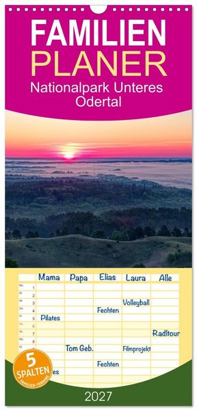 Produktbild: Familienplaner 2027 - Nationalpark Unteres Odertal mit 5 Spalten (Wandkalender, 21 x 45 cm) CALVENDO