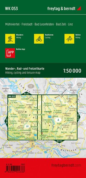 Produktbild: Freytag & berndt Wanderkarte WK 053 M&uuml;hlviertel, Freistadt - Bad Leonfelden - Bad Zell - Linz 1:50.000