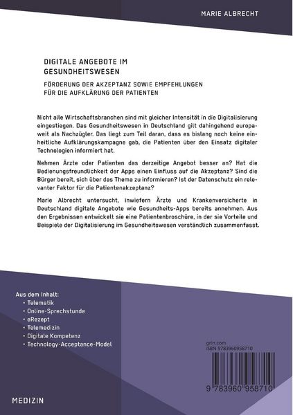 Produktbild: Digitale Angebote im Gesundheitswesen. F&ouml;rderung der Akzeptanz sowie Empfehlungen f&uuml;r die Aufkl&auml;rung der Patienten