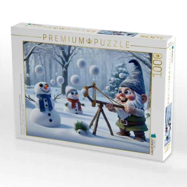 Produktbild: CALVENDO Puzzle Schelmische Winterfreuden: Ein Gartenzwergs Abenteuer im Schnee | 1000 Teile Lege-Gr&ouml;&szlig;e 64x48cm Foto-Puzzle f&uuml;r gl&uuml;ckliche Stunden