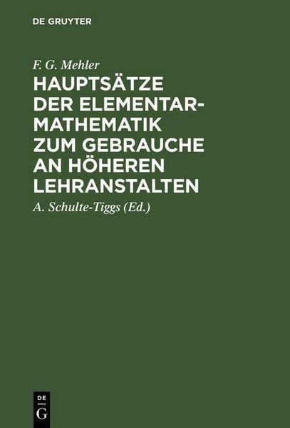 Produktbild: Haupts&auml;tze der Elementar-Mathematik zum Gebrauche an h&ouml;heren Lehranstalten