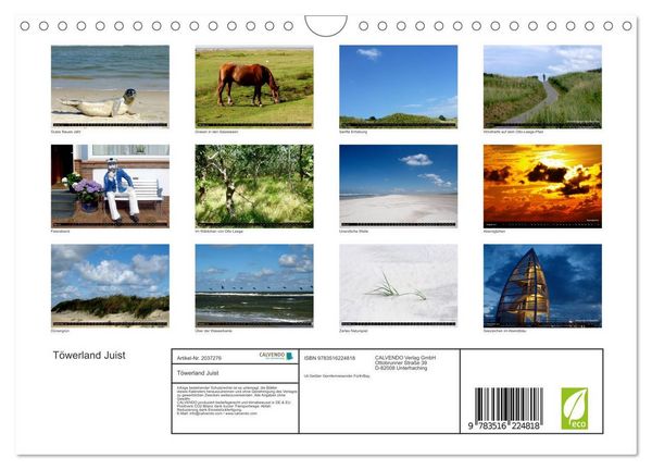 Produktbild: T&ouml;werland Juist (Wandkalender 2026 DIN A4 quer), CALVENDO Monatskalender