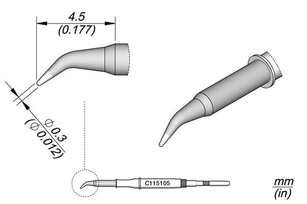 Produktbild: JBC Tools C115105 L&ouml;tspitze Rundform, gebogen Spitzen-Gr&ouml;&szlig;e 0.3mm Inhalt 1St.