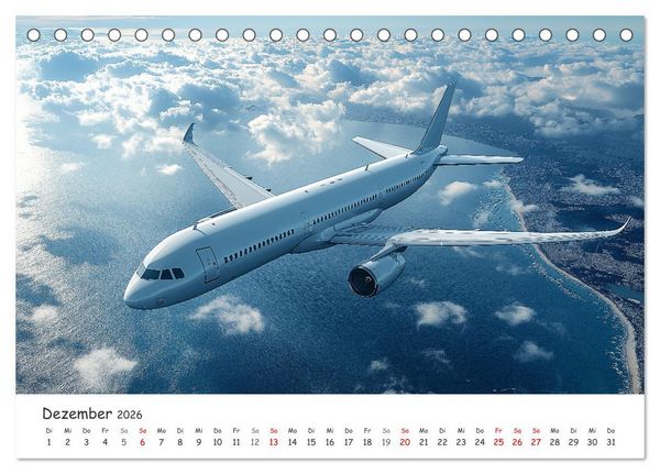 Produktbild: Flugzeugkalender - Die sch&ouml;nsten Passagiermaschinen (Tischkalender 2026 DIN A5 quer), CALVENDO Monatskalender