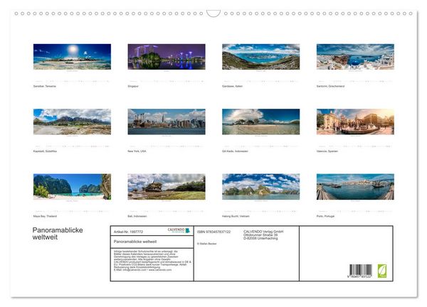Produktbild: Panoramablicke weltweit (Wandkalender 2026 DIN A2 quer), CALVENDO Monatskalender