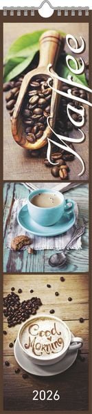 Produktbild: Küchenplaner Kaffee 2026 - Streifen-Kalender 11,3x49x5 cm - Kaffeekalender - mit leckeren Rezepten - Wandplaner - Küchenkalender - Alpha Edition
