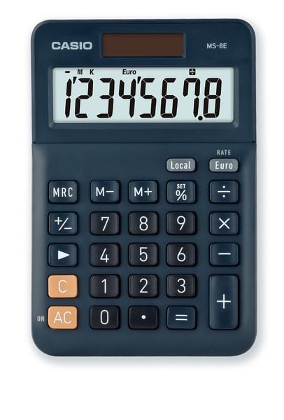 Produktbild: CASIO Tischrechner MS8E, 8 Stellen, Solar/Batterie
