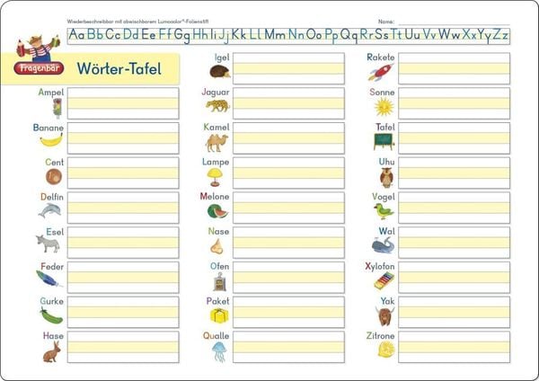 Produktbild: Fragenb&auml;r-Lerntafel: W&ouml;rter-Tafel