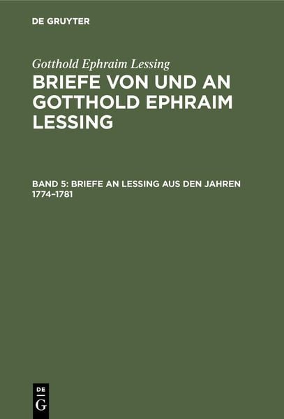 Produktbild: Briefe an Lessing aus den Jahren 1774-1781