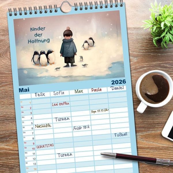 Produktbild: Familienplaner 2026 - Friedensboten - Stimmen der Hoffnung mit 5 Spalten (Wandkalender, 21 x 45 cm) CALVENDO