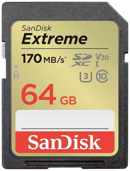 SanDisk Extreme SDXC-Karte 64 GB Class 10 UHS-I stoßsicher, Wasserdicht