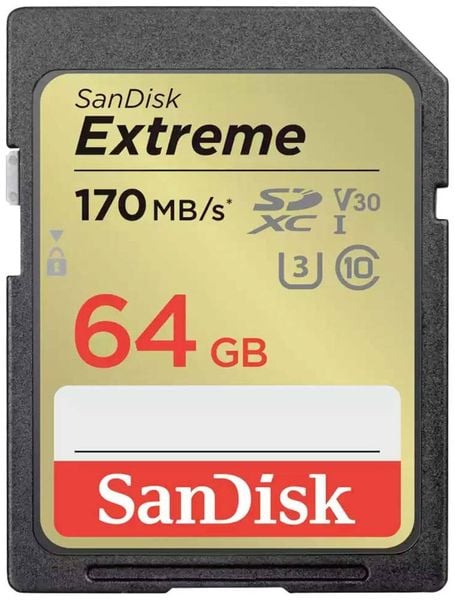 SanDisk Extreme SDXC-Karte 64GB Class 10 UHS-I stoßsicher, Wasserdicht