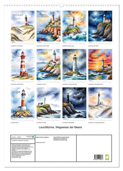 Produktbild: Leuchtt&uuml;rme, Wegweiser der Meere (Wandkalender 2026 DIN A2 hoch), CALVENDO Monatskalender