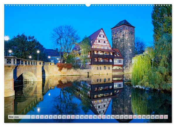 Produktbild: N&uuml;rnberg zur Blauen Stunde (Wandkalender 2026 DIN A2 quer), CALVENDO Monatskalender