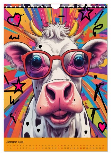 Produktbild: Coole Tiere der Pop Art (Wandkalender 2026 DIN A4 hoch), CALVENDO Monatskalender
