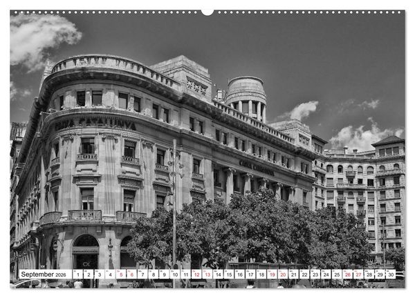 Produktbild: Barcelona Schwarz / Wei&szlig; Impressionen (hochwertiger Premium Wandkalender 2026 DIN A2 quer), Kunstdruck in Hochglanz