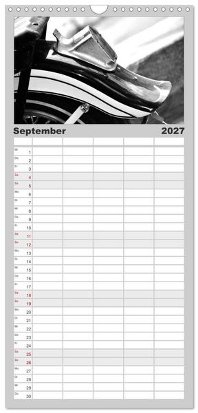 Produktbild: Familienplaner 2027 - Harley Davidson WLA 750 in Schwarzweiss mit 5 Spalten (Wandkalender, 21 x 45 cm) CALVENDO