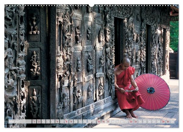 Produktbild: IM REICH DES BUDDHA - DER ROTE SCHIRM (Wandkalender 2027 DIN A2 quer), CALVENDO Monatskalender