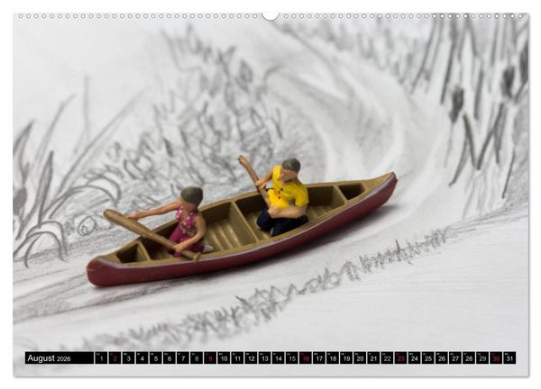 Produktbild: PAPERminis &ndash; Ein Mixed-Media-Figuren-Projekt mit Stift und Papier (Wandkalender 2026 DIN A2 quer), CALVENDO Monatskalender