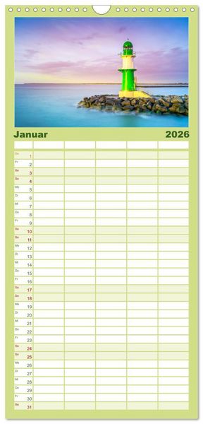 Produktbild: Familienplaner 2026 - Farben der Ostsee II mit 5 Spalten (Wandkalender, 21 x 45 cm) CALVENDO