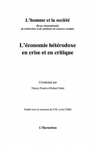 Produktbild: L'economie heterodoxe en crise et en critique