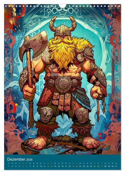 Produktbild: Wikinger Action - Comic-Helden inspiriert von den Nordm&auml;nnern (Wandkalender 2026 DIN A3 hoch), CALVENDO Monatskalender