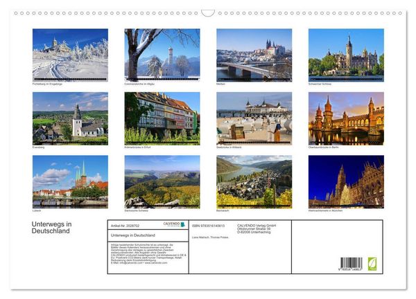 Produktbild: Unterwegs in Deutschland (Wandkalender 2026 DIN A2 quer), CALVENDO Monatskalender
