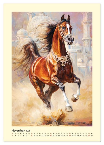 Produktbild: Seelen aus W&uuml;stengold. Anmut und Poesie der Araberpferde (Wandkalender 2026 DIN A4 hoch), CALVENDO Monatskalender