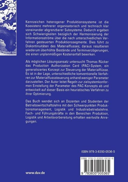 Produktbild: Optimale Materialflusssteuerung in heterogenen Produktionssystemen