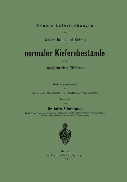 Produktbild: Neuere Untersuchungen &uuml;ber Wachsthum und Ertrag normaler Kiefernbest&auml;nde in der norddeutschen Tiefebene