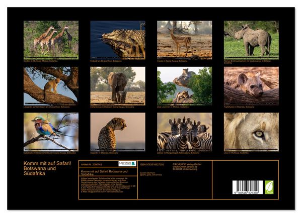 Produktbild: Komm mit auf Safari! Botswana und S&uuml;dafrika (hochwertiger Premium Wandkalender 2026 DIN A2 quer), Kunstdruck in Hochglanz