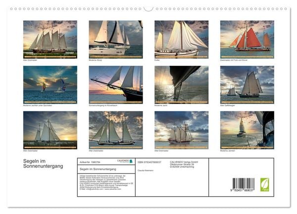 Produktbild: Segeln im Sonnenuntergang (hochwertiger Premium Wandkalender 2026 DIN A2 quer), Kunstdruck in Hochglanz