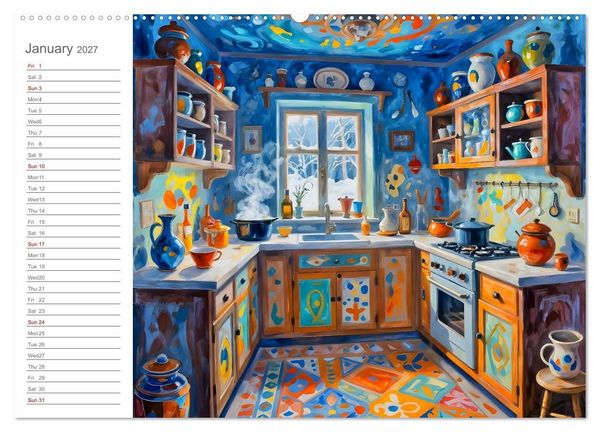 Produktbild: Painted Kitchen Moments - Twelve expressive interiors (Wall Calendar 2027 DIN A2 landscape), CALVENDO 12 Month Wall Calendar