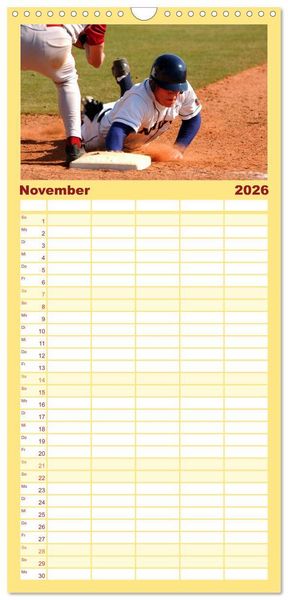 Produktbild: Familienplaner 2026 - Kultsport Baseball mit 5 Spalten (Wandkalender, 21 x 45 cm) CALVENDO