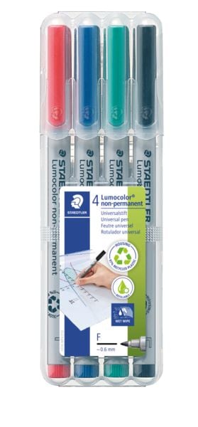 Produktbild: STAEDTLER Folienschreiber Lumocolor 4er Etui wasserl&ouml;slich
