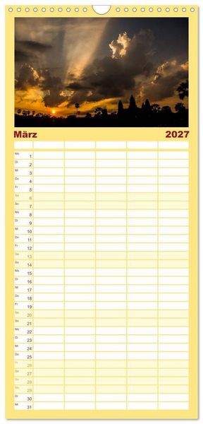 Produktbild: Familienplaner 2027 - Magisches Kambodscha mit 5 Spalten (Wandkalender, 21 x 45 cm) CALVENDO