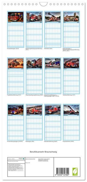 Produktbild: Familienplaner 2027 - Berufsfeuerwehr Braunschweig mit 5 Spalten (Wandkalender, 21 x 45 cm) CALVENDO