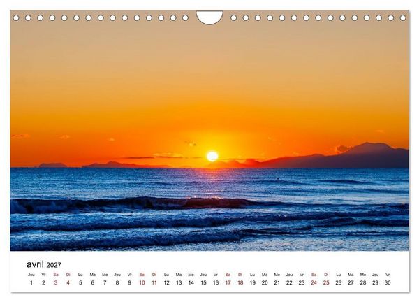 Produktbild: Couchers de soleil magiques &ndash; Jeux de lumi&egrave;re entre ciel et terre (Calendrier mural 2027 DIN A4 vertical), CALVENDO calendrier mensuel