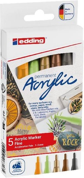 Produktbild: Edding Acrylmarker fein e-5300 Natur, 5er Set