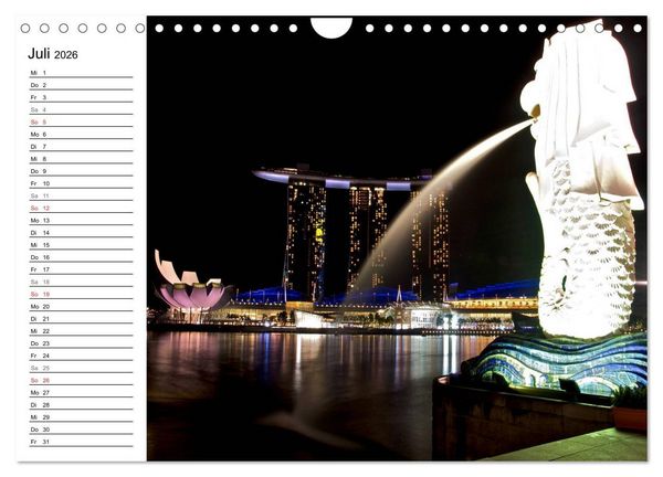 Produktbild: Singapur - Die Farben der Nacht (Wandkalender 2026 DIN A4 quer), CALVENDO Monatskalender
