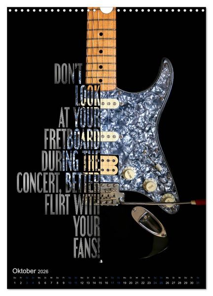 Produktbild: Rockgitarren Textposter (Wandkalender 2026 DIN A3 hoch), CALVENDO Monatskalender