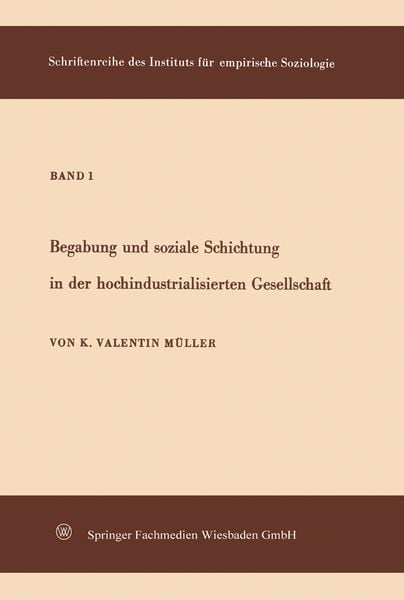 Produktbild: Begabung und soziale Schichtung in der hochindustrialisierten Gesellschaft