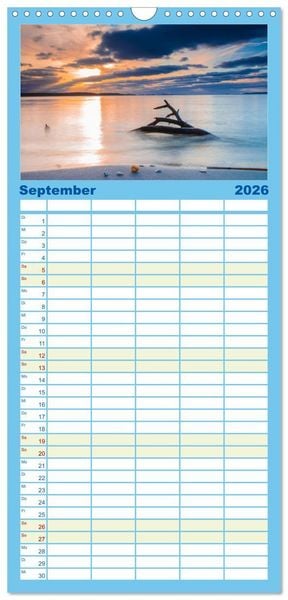 Produktbild: Familienplaner 2026 - Sonne und Meer - Meer geht immer mit 5 Spalten (Wandkalender, 21 x 45 cm) CALVENDO
