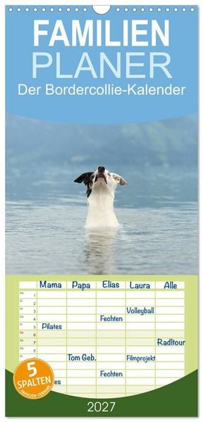 Produktbild: Familienplaner 2027 - Der Bordercollie-Kalender mit 5 Spalten (Wandkalender, 21 x 45 cm) CALVENDO