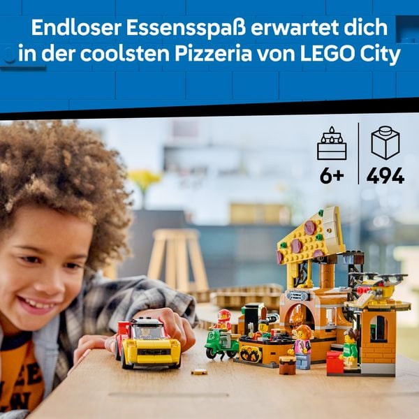 Produktbild: LEGO City 60496 Pizza-Liefererlebnis mit Fahrzeugen, Spielzeug-Pizzeria, Spielset f&uuml;r Kinder