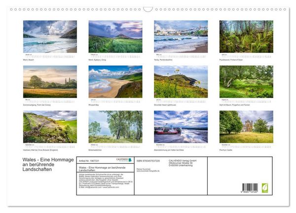 Produktbild: Wales - Eine Hommage an ber&uuml;hrende Landschaften (Wandkalender 2026 DIN A2 quer), CALVENDO Monatskalender