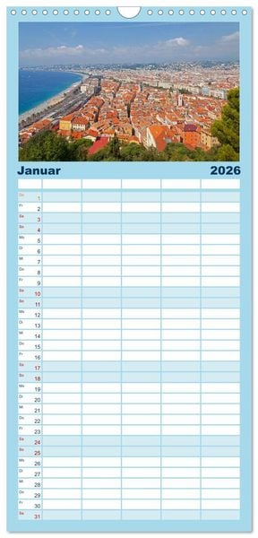Produktbild: Familienplaner 2026 - C&ocirc;te d&rsquo;Azur - Sehnsuchtsort am Mittelmeer mit 5 Spalten (Wandkalender, 21 x 45 cm) CALVENDO