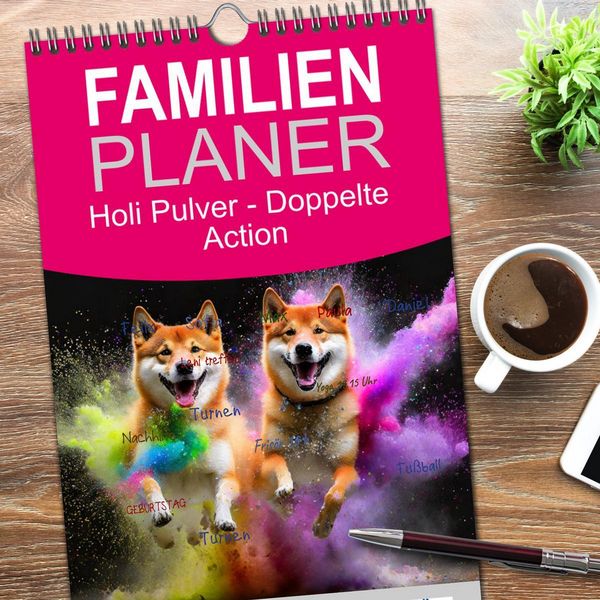 Produktbild: Familienplaner 2026 - Holi Pulver - Doppelte Action mit 5 Spalten (Wandkalender, 21 x 45 cm) CALVENDO