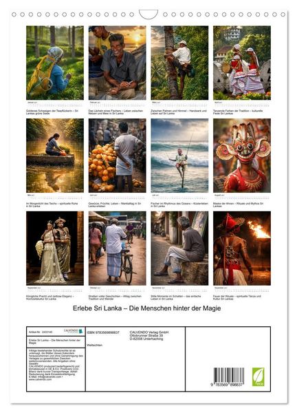 Produktbild: Erlebe Sri Lanka &ndash; Die Menschen hinter der Magie (Wandkalender 2027 DIN A3 hoch), CALVENDO Monatskalender